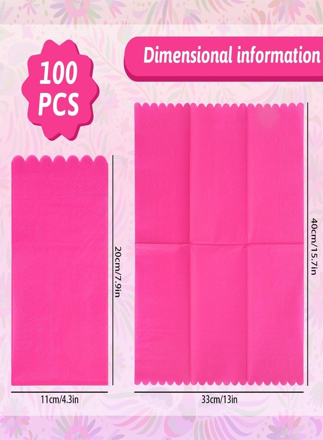 JarThenaAMCS 100Pcs Hot Pink Guest Napkins Baby Shower Paper Napkin Disposable Dinner Hand Towel Napkin for Home Kitchen Bathroom Holiday Party Supplies - Image 2